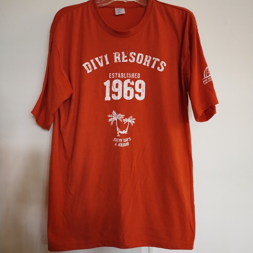 Divi Resort Men's Dark Orange Cotton T-Shirt Size XL